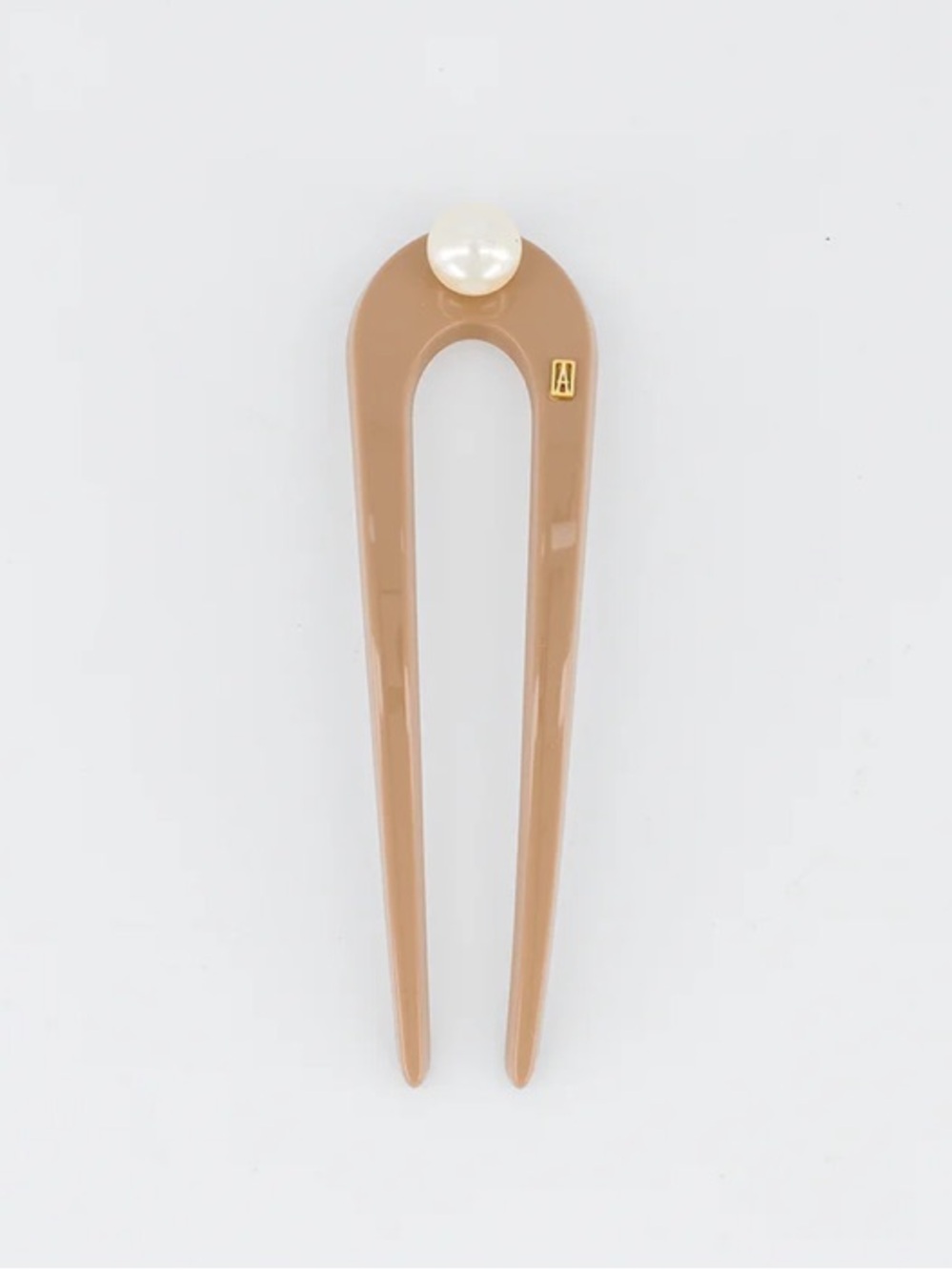 Alexandre de Paris Pearl Accent Hair Fork - Taupe